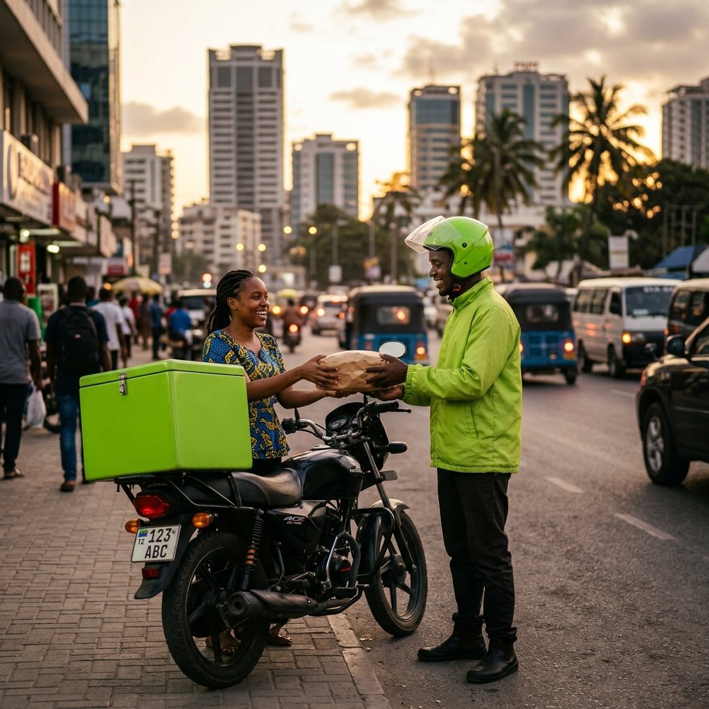 Twende delivery rider handing over a parcel
